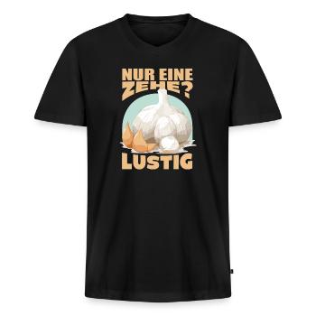 Lustiger Knoblauch Spruch Knobi Knoblauchzehe - Männer Premium Bio T-Shirt mit V-Ausschnitt - Schwarz - Vorne - Nico (187cm)