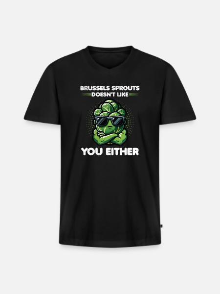 Brussels Sprouts Lover Funny Vegetable - Men's Premium Organic T-shirt with V-neck - black