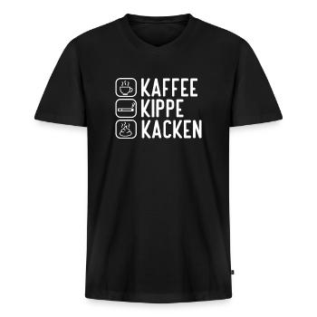 Lustige Morgenroutine für Männer und Raucher - Männer Premium Bio T-Shirt mit V-Ausschnitt - Schwarz - Vorne - Nico (187cm)