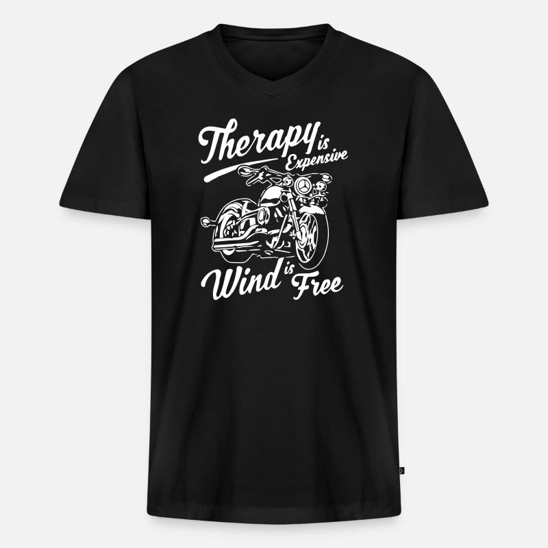 Funny Biker Motorcycle Rider - Männer Premium Bio T-Shirt mit V-Ausschnitt - Schwarz