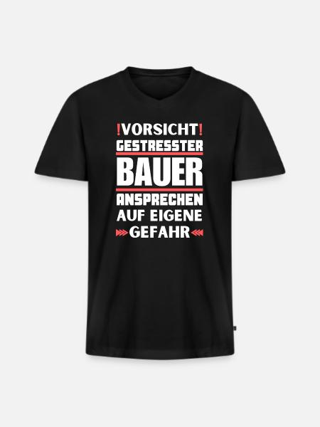 Gestresster Bauer nicht ansprechen! - Männer Premium Bio T-Shirt mit V-Ausschnitt - Schwarz