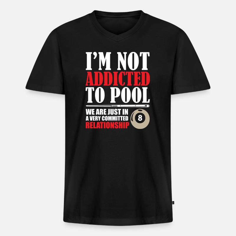 Billiard Addicted - Männer Premium Bio T-Shirt mit V-Ausschnitt - Schwarz