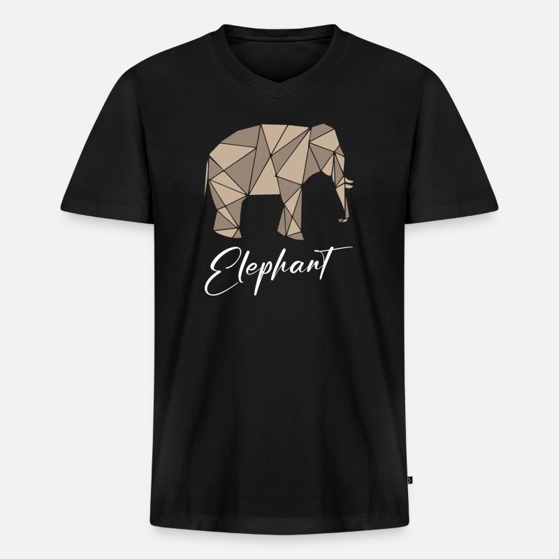 Elephant Geometric - Männer Premium Bio T-Shirt mit V-Ausschnitt - Schwarz