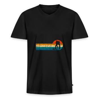 Eis Curling Curler Eisstockschießen Retro Geschenk - Männer Premium Bio T-Shirt mit V-Ausschnitt - Schwarz - Vorne - Nico (187cm)