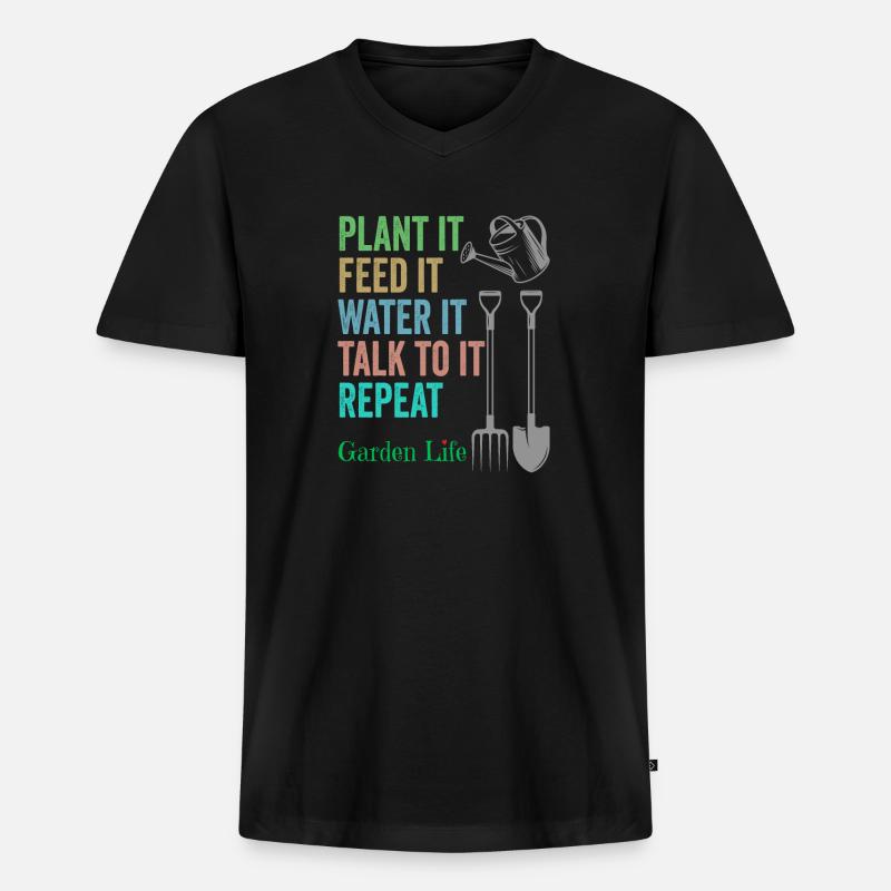 Gartenarbeit Gartenleben - Männer Premium Bio T-Shirt mit V-Ausschnitt - Schwarz