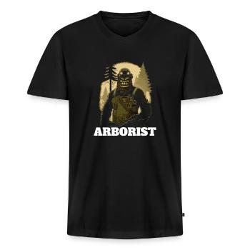 Baumpfleger - Männer Premium Bio T-Shirt mit V-Ausschnitt - Schwarz - Vorne - Nico (187cm)