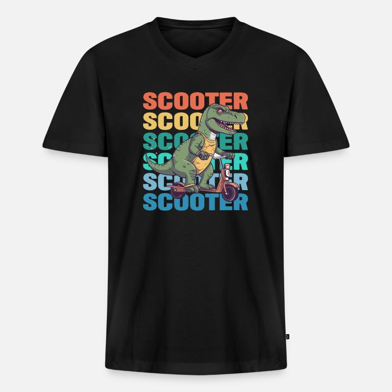 Scootering T Rex - Männer Premium Bio T-Shirt mit V-Ausschnitt - Schwarz