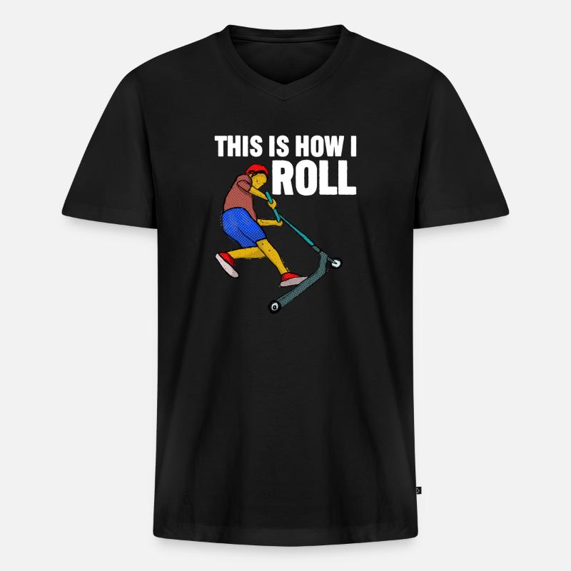 Rollerfahren So rolle ich - Männer Premium Bio T-Shirt mit V-Ausschnitt - Schwarz