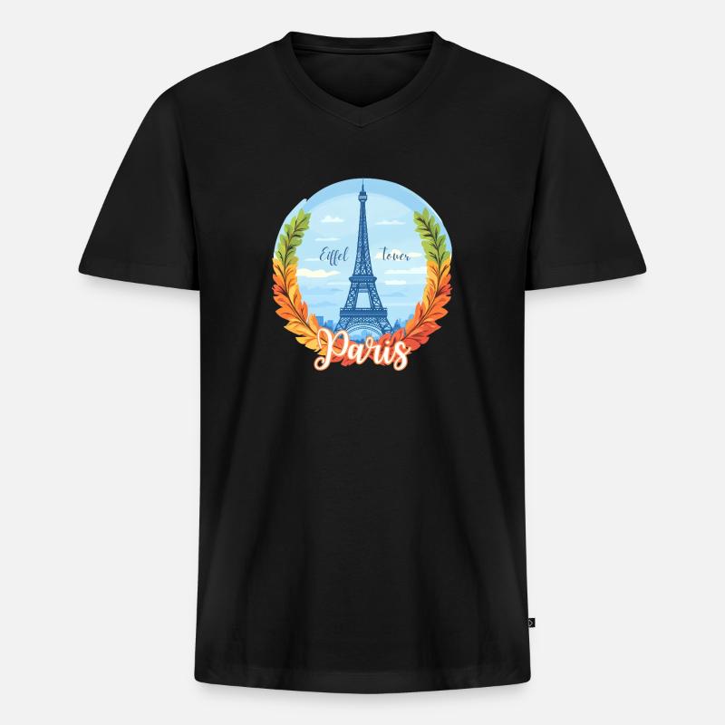 Pariser Liebe, immer in Mode! - Männer Premium Bio T-Shirt mit V-Ausschnitt - Schwarz