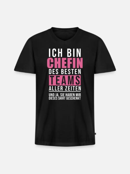 Chefin Lustige Geschenkidee - Männer Premium Bio T-Shirt mit V-Ausschnitt - Schwarz