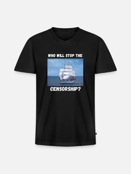 Censorship - Men's Premium Organic T-shirt with V-neck - black