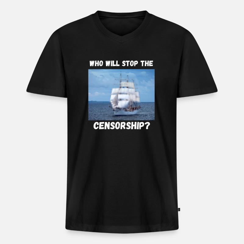 Censorship - Männer Premium Bio T-Shirt mit V-Ausschnitt - Schwarz
