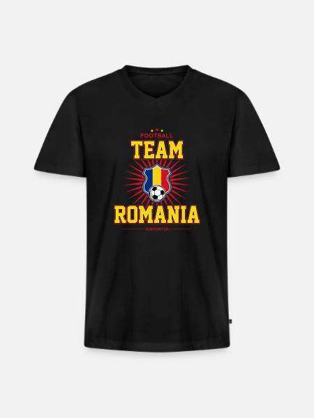 Romania - Männer Premium Bio T-Shirt mit V-Ausschnitt - Schwarz