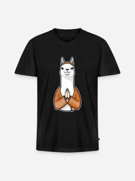 Christian Christianity Lama - Men's Premium Organic T-shirt with V-neck - black