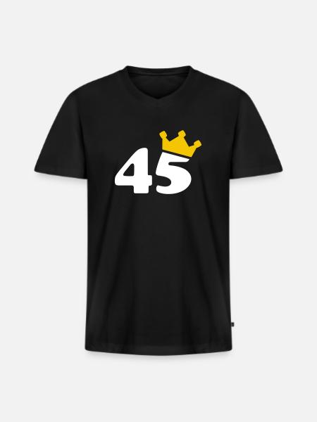 45 Couronne 45 anniversaire 45 ans - T-shirt encolure en V Premium bio Homme - noir