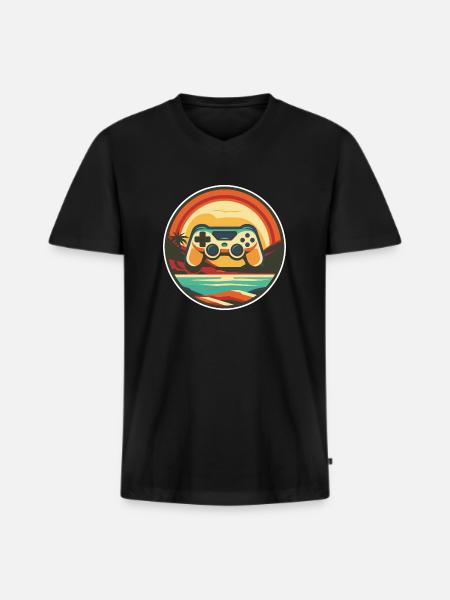 Games Illustration - Männer Premium Bio T-Shirt mit V-Ausschnitt - Schwarz