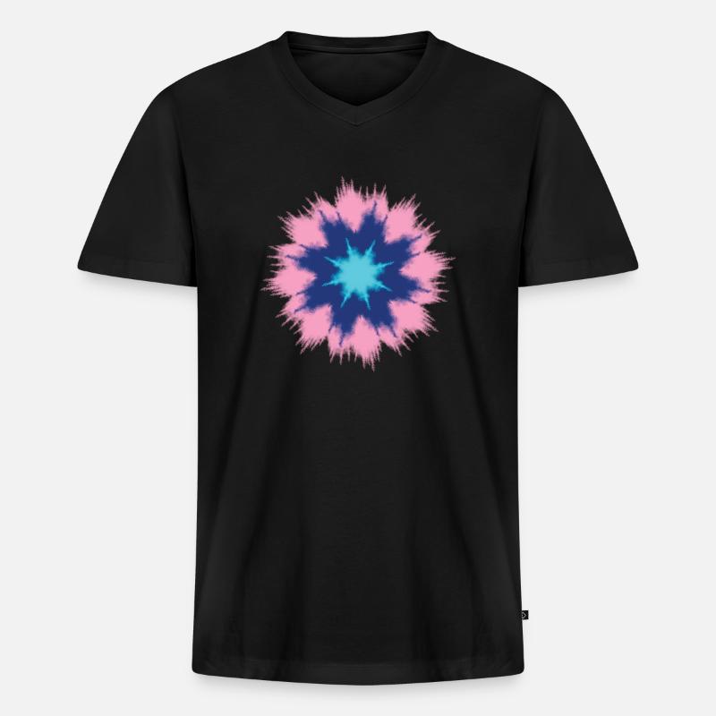 Batik-Hemd. Tie Dye Hemd Muster - Männer Premium Bio T-Shirt mit V-Ausschnitt - Schwarz