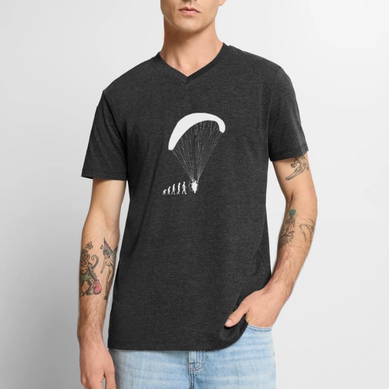 Chemise cadeau Evolution paramoteur T-shirt encolure en V Premium bio Homme