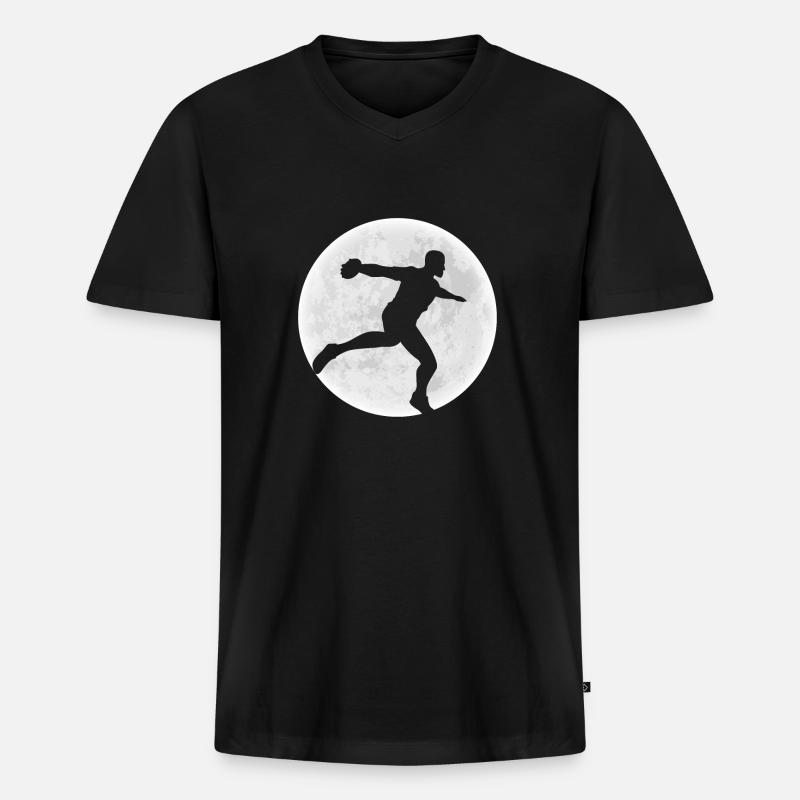 Mond Discus Werfer Shirt Geschenk - Männer Premium Bio T-Shirt mit V-Ausschnitt - Schwarz