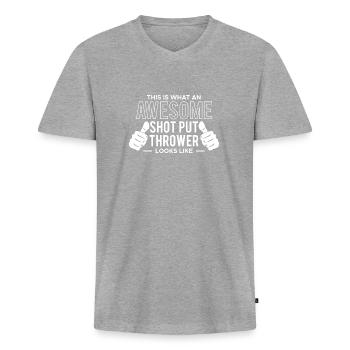Voici à quoi ressemble un lanceur de lancer de poids génial - T-shirt encolure en V Premium bio Homme - gris chiné - Devant