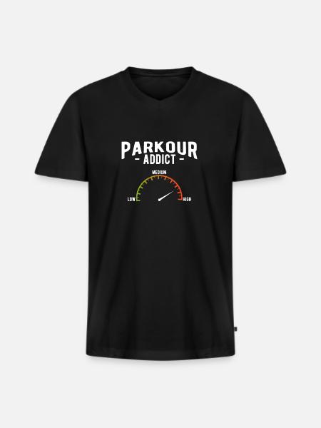 Parkour Addict Gift Shirt - Men's Premium Organic T-shirt with V-neck - black