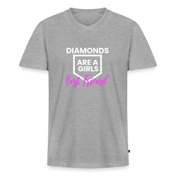 Les diamants sont un cadeau de chemise de meilleur ami pour les filles - T-shirt encolure en V Premium bio Homme - gris chiné - Devant