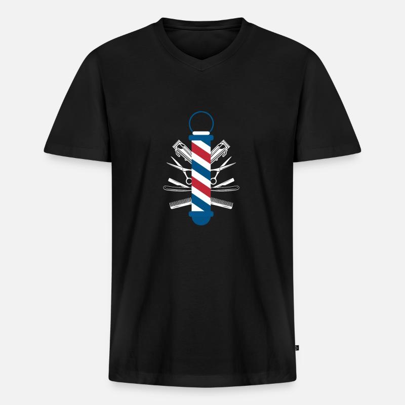 Barber Shirt Gift - Men's Premium Organic T-shirt with V-neck - black