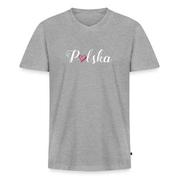 Polska Shirt Gift Pole - Men's Premium Organic T-shirt with V-neck - heather grey - Front