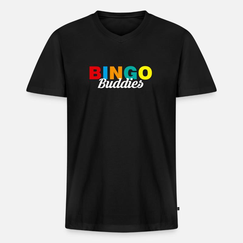 Bingo Buddies Shirt Geschenk - Männer Premium Bio T-Shirt mit V-Ausschnitt - Schwarz
