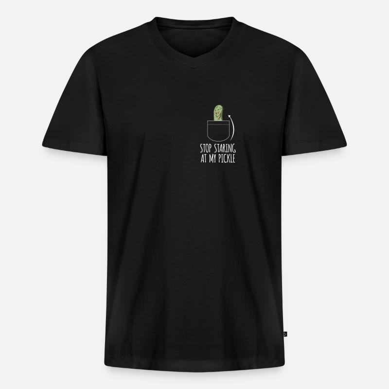 Brusttasche Essiggurke Shirt Geschenk - Männer Premium Bio T-Shirt mit V-Ausschnitt - Schwarz