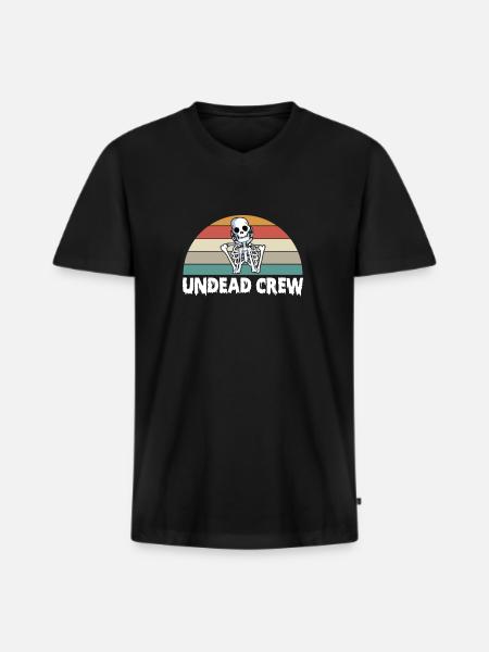 Undead Crew Halloween Skeleton - Men's Premium Organic T-shirt with V-neck - black