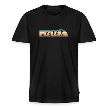 Vintage Retro Evolution Quarterback Shirt Gift - Men's Premium Organic T-shirt with V-neck - black - Front - Nico (187cm)