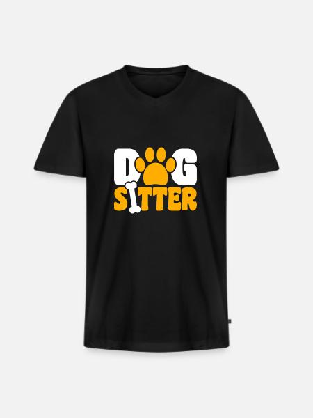 Dog Sitter Shirt Gift - Men's Premium Organic T-shirt with V-neck - black