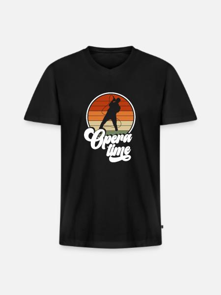 Opera Time Shirt Geschenk - Männer Premium Bio T-Shirt mit V-Ausschnitt - Schwarz
