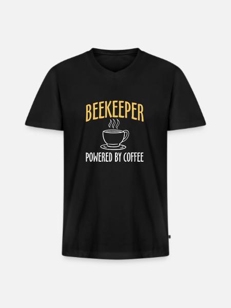Beekeeper Powered By Coffee - Men's Premium Organic T-shirt with V-neck - black