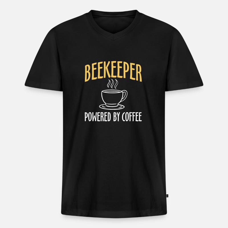 Beekeeper Powered By Coffee - Men's Premium Organic T-shirt with V-neck - black
