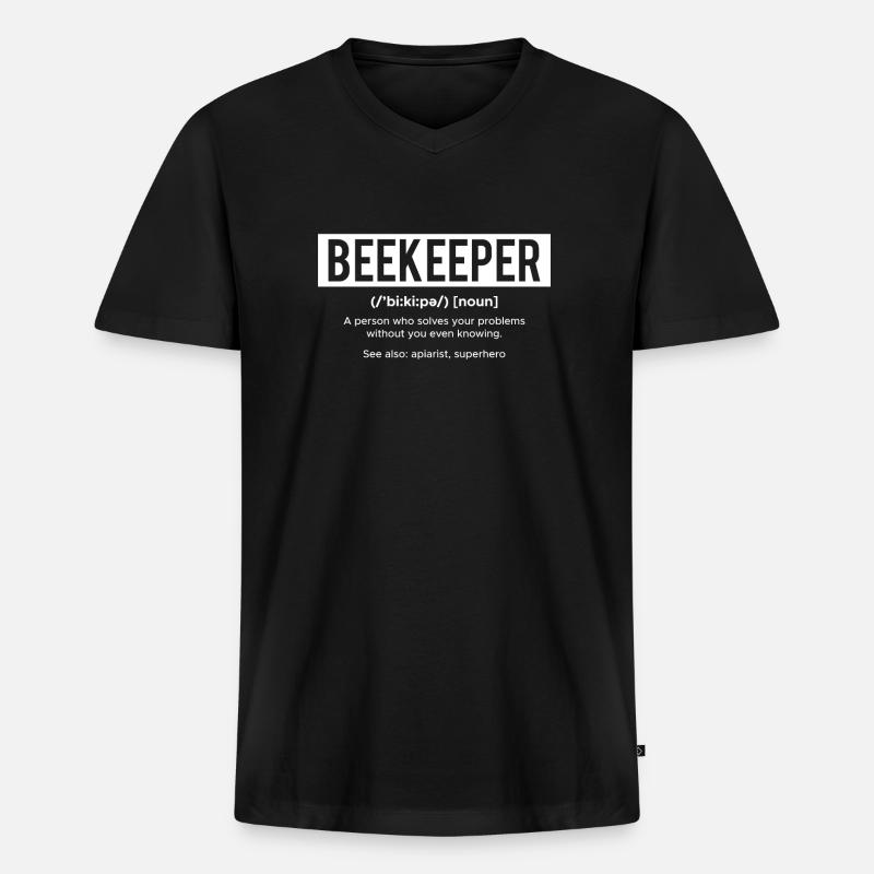 Beekeeper Definition Shirt Gift - Men's Premium Organic T-shirt with V-neck - black