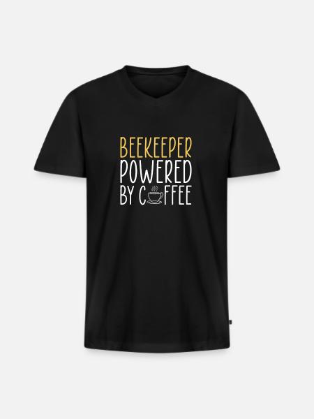 Beekeeper Powered By Coffee - Men's Premium Organic T-shirt with V-neck - black
