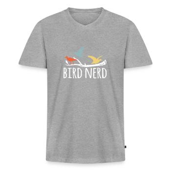 Bird Nerd Shirt Gift - Men's Premium Organic T-shirt with V-neck - heather grey - Front