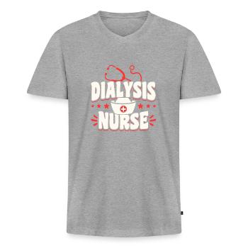 Dialysis Nurse Nurse Kidneys - Men's Premium Organic T-shirt with V-neck - heather grey - Front