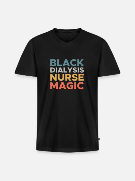 Black Dialysis Nurse Magic - Männer Premium Bio T-Shirt mit V-Ausschnitt - Schwarz
