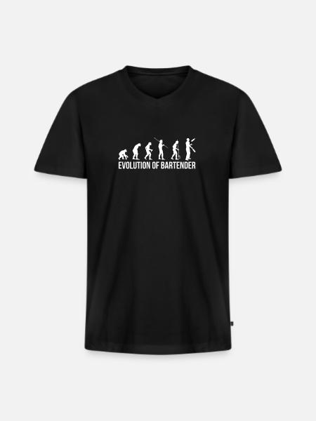 Evolution Bartender Barkeeper Shirt Geschenk - Männer Premium Bio T-Shirt mit V-Ausschnitt - Schwarz