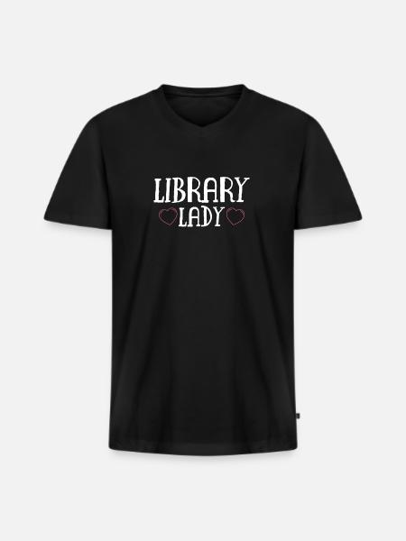 Library Lady Shirt Geschenk - Männer Premium Bio T-Shirt mit V-Ausschnitt - Schwarz