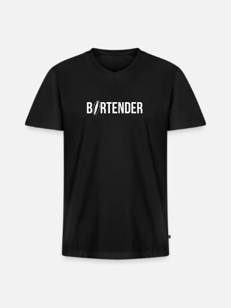 Barman Barman Shirt Cadeau - T-shirt encolure en V Premium bio Homme - noir