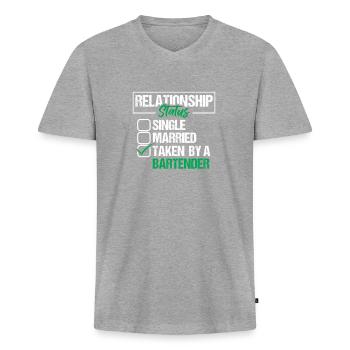 Bartender Relationship Status Shirt - Men's Premium Organic T-shirt with V-neck - heather grey - Front