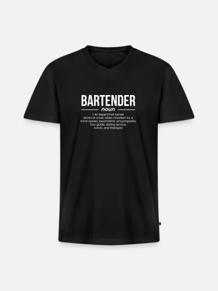 Bartender Definition Shirt Gift - Men's Premium Organic T-shirt with V-neck - black