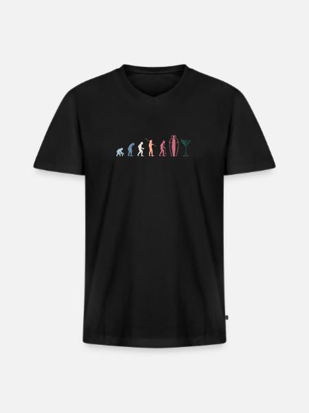 Evolution Bartender Barkeeper Shirt Geschenk - Männer Premium Bio T-Shirt mit V-Ausschnitt - Schwarz