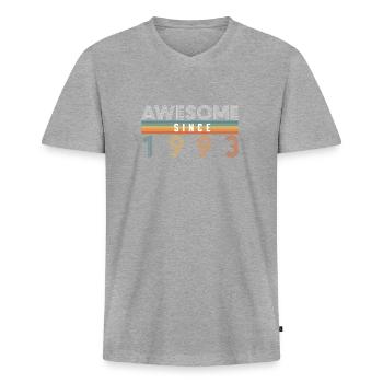 Awesome Since 1993 30th Birthday Shirt Gift - Men's Premium Organic T-shirt with V-neck - heather grey - Front