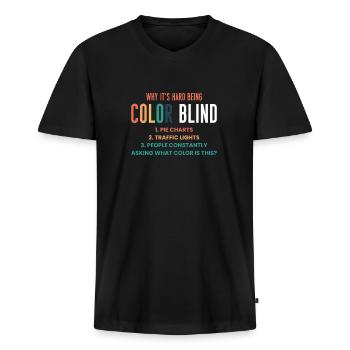 T-shirt de définition daltonien Farbenblind - T-shirt encolure en V Premium bio Homme - noir - Devant - Nico (187cm)
