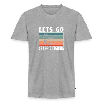 Chemise de pêche Vintage Retro Let ́s Go Crappie - T-shirt encolure en V Premium bio Homme - gris chiné - Devant